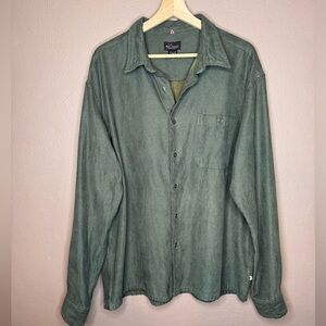 Vtg Red Macaw Green Button-Up Men's Long Sleeve Faux Suede Shirt Size XL Classic
